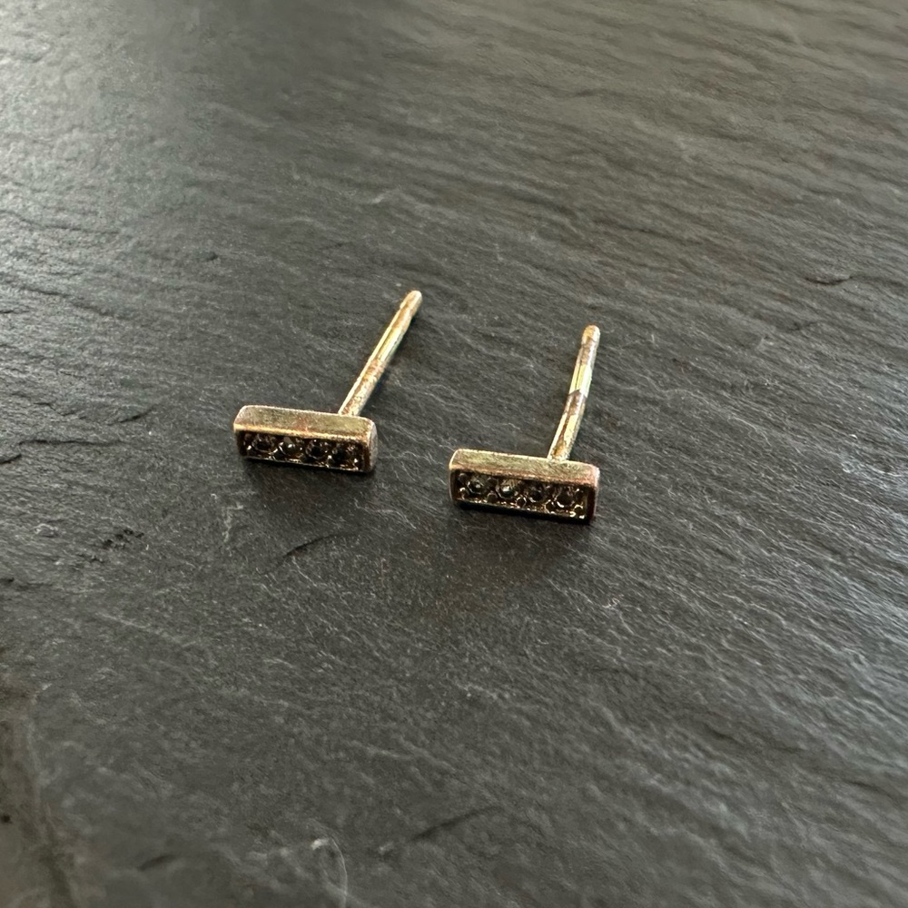 Baublebar Gold Bar Stud Clear